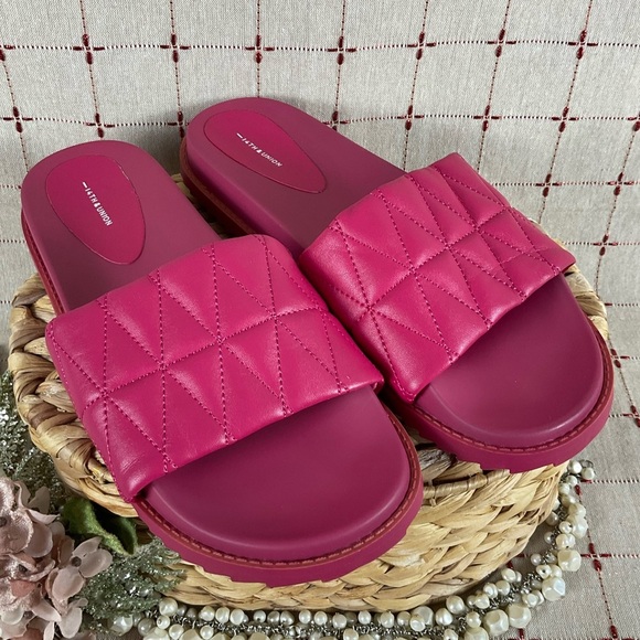 14th & Union “Tallin” Slides Pink Quilted Sandals Sz 10 NWOB 14th and Union New - Picture 1 of 7